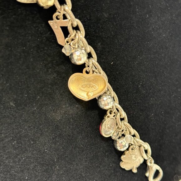 VTG AJMC Lucky Charm Bracelet Gambling Clover Lady Bug 7 Silve Tone Signed 7 in - Picture 10 of 11